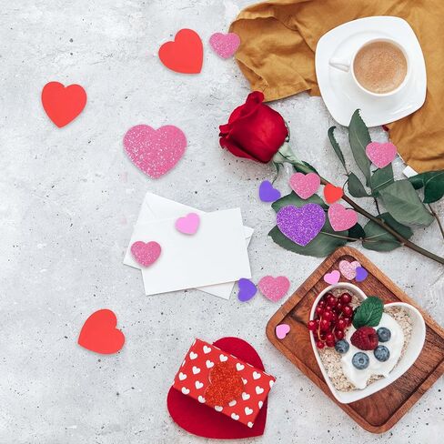 ملصقات قلب إسفنجية 360 درجة من Gift Boutique - أشكال قلب EVA لامعة وغير لامعة باللون الأحمر والوردي والأبيض والأرجواني، ملصقات حرفية ذاتية اللصق لبطاقات القصاصات وديكور عيد الحب in Kuwait