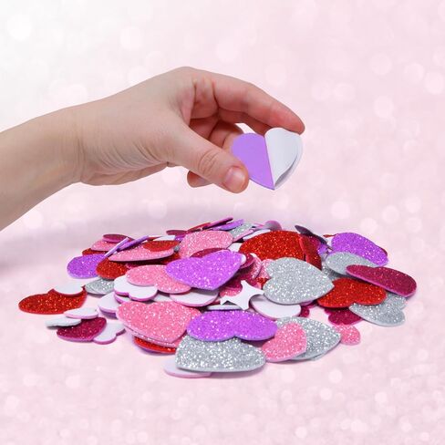 ملصقات قلب إسفنجية 360 درجة من Gift Boutique - أشكال قلب EVA لامعة وغير لامعة باللون الأحمر والوردي والأبيض والأرجواني، ملصقات حرفية ذاتية اللصق لبطاقات القصاصات وديكور عيد الحب in Kuwait