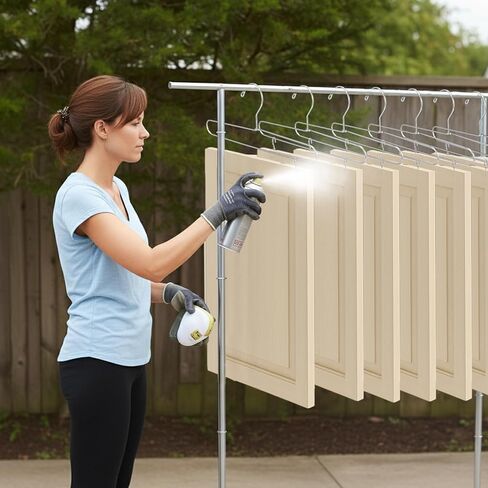 Cabinet Door Painting Hanger System with Drying Rack 10 Hangers 50 Zinc Plated Metal Screw Adjustable Rolling Stand for Painting Spraying Drying Cabinet Door Decker Panels Woodworking Project in Saudi Arabia