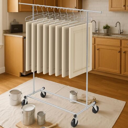Cabinet Door Painting Hanger System with Drying Rack 10 Hangers 50 Zinc Plated Metal Screw Adjustable Rolling Stand for Painting Spraying Drying Cabinet Door Decker Panels Woodworking Project in Saudi Arabia