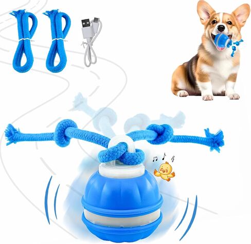 P06 Interactive Dog Toys Dog Balls, Electric Automatic Moving and Rolling Dog Toy with Rope for Small Medium Dogs, Fun Smart Puppy Toy s for Boredom & Training, Dog Toys to Keep Them Busy (Blue) in Saudi Arabia