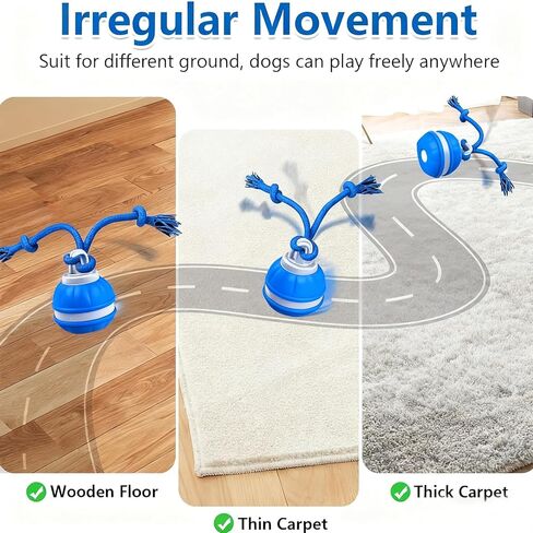 P06 Interactive Dog Toys Dog Balls, Electric Automatic Moving and Rolling Dog Toy with Rope for Small Medium Dogs, Fun Smart Puppy Toy s for Boredom & Training, Dog Toys to Keep Them Busy (Blue) in Saudi Arabia