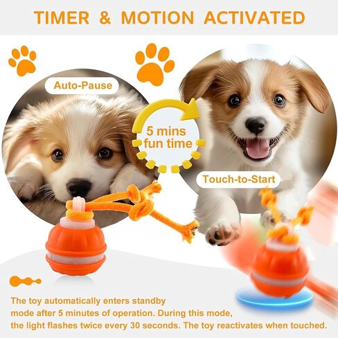 P06 Interactive Dog Toys Dog Balls, Electric Automatic Moving and Rolling Dog Toy with Rope for Small Medium Dogs, Fun Smart Puppy Toy s for Boredom & Training, Dog Toys to Keep Them Busy (Blue) in Saudi Arabia