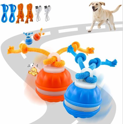 P06 Interactive Dog Toys Dog Balls, Electric Automatic Moving and Rolling Dog Toy with Rope for Small Medium Dogs, Fun Smart Puppy Toy s for Boredom & Training, Dog Toys to Keep Them Busy (Blue) in Saudi Arabia