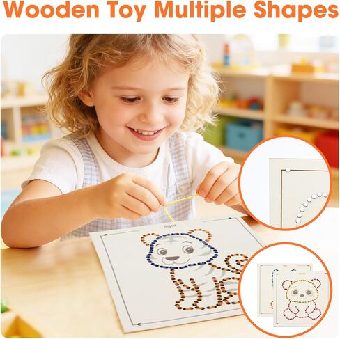 Ukontagood 16 Pack Montessori Wooden Lacing Toys, Sewing Kit Fine Motor Skill Busy Board, Sewing Lacing Weaving Wooden Boards for Toddlers and Kids in Saudi Arabia