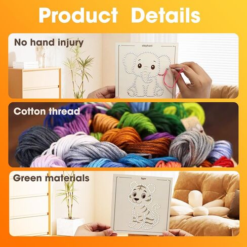 Ukontagood 16 Pack Montessori Wooden Lacing Toys, Sewing Kit Fine Motor Skill Busy Board, Sewing Lacing Weaving Wooden Boards for Toddlers and Kids in Saudi Arabia