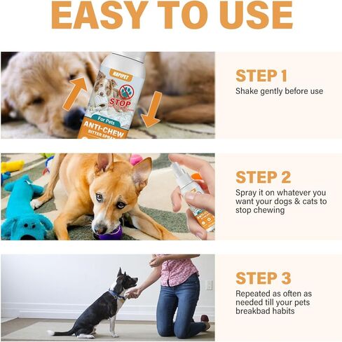 No Chew Spray for Dogs & Cats, Bitter Apple Spray for Dogs to Stop Chewing & Licking, Effective Dog Deterrent to Protect Furniture and Prevent Wound Licking, Non-Toxic, Alcohol-Free in Kuwait