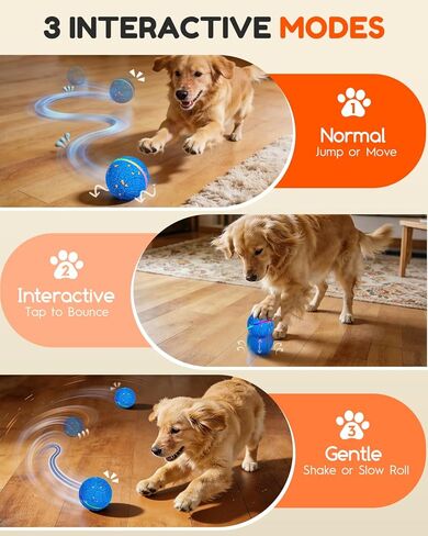 Smart Interactive Dog Toys, Automatic Moving Rolling Bouncing Dog Ball for Medium & Large Dog Breeds, E-TPU Durable & Waterproof, with Irregular Motion to Encourage Active Play in Saudi Arabia