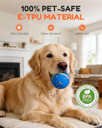 Smart Interactive Dog Toys, Automatic Moving Rolling Bouncing Dog Ball for Medium & Large Dog Breeds, E-TPU Durable & Waterproof, with Irregular Motion to Encourage Active Play in Saudi Arabia