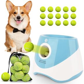 Dollate Automatic Ball Launcher for Small Dogs,Interactive Toys Dog Ball Thrower Machine with 10-30Ft 3 Launching Distance,Indoor & Outdoor with 15 Mini Tennis Balls (2 inch),Blue in Saudi Arabia