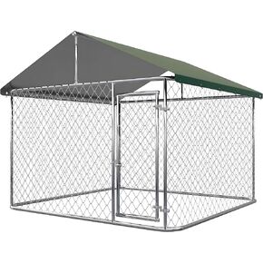Heavy Duty 80" Outdoor Dog Kennel with Waterproof Roof - Escape-Proof Galvanized Steel Enclosure & Secure Safety Lock for Large Dogs, Backyard Weather-Resistant Playpen in Kuwait
