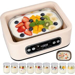 Yogurt Maker with, Real-Time Countdown, Temp & Timer Control (1-99h),Temp Control 21°C-48°C, 1.6L Stainless Steel Inner Pot + 9 Dishwasher-Safe Jars – Effortless Homemade Greek & Probiotic Yogurt in Saudi Arabia