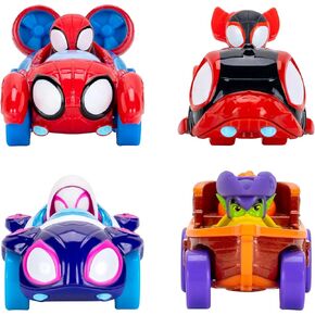 مجموعة من 4 قطع من Marvel Spidey and His Amazing Friends Amazing Metals - أربع مركبات شبكية مائية مصبوبة مقاس 3 بوصات مع شخصيات مدمجة in Kuwait