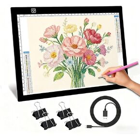 لوحة نسخ LED مقاس A4 صندوق تتبع الضوء LED لوحة إضاءة وظيفة الذاكرة تعمل بمنفذ USB طاولة إضاءة قابلة للتعتيم بدون خطوات للرسم وإزالة الأعشاب الضارة من الفينيل وفن الماس والرسم والرسوم المتحركة in Kuwait