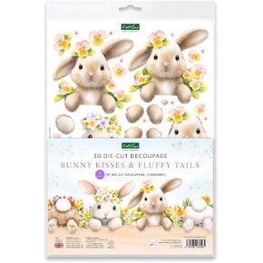 Katy Sue Die Cut Decoupage – Bunny Kisses & Fluffy Tails (Pack of 8) – 16 Cute Bunny Designs – Premium 150gsm Paper – UK Made Card Making Supplies in Kuwait