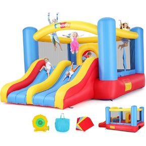 whubefy ترتد منزل للأطفال 3-6 الأطفال الكبار 8-12، 12.6ftx9ft نفخ ترتد منزل مع منفاخ عائق الشريحة المزدوجة، داخلي في الهواء الطلق تفجير نطاط القلعة القفز البيت للعائلة الفناء الخلفي هدية الحزب in Saudi Arabia