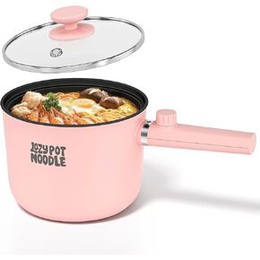 Electric Hot Pot, 1.5L Rapid Noodles Cooker with Dual Power, Non-Stick Frying Pan for Ramen, Pasta, Oatmeal & Eggs, Portable Cooking Pot for Dorm, Office, Travel, Gift, Pink in Saudi Arabia