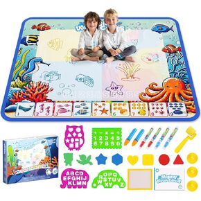 حصيرة رسومات الشعار المبتكرة المائية، حصيرة رسم للأطفال، ألعاب كتابة رسم للأطفال الصغار، حصيرة تلوين قابلة لإعادة الاستخدام، هدايا عيد الميلاد لعيد الميلاد لـ 3 4 5 6 7 8 سنوات من الأولاد والبنات، 40 × 32 بوصة in Kuwait