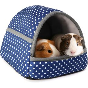 Guinea Pig Hideout with Cuddle Pouch - Washable Dwarf Rabbit Bed, Durable Fabric with Soft Lining - Small Animal Cage Accessories - Grey Dot in Saudi Arabia