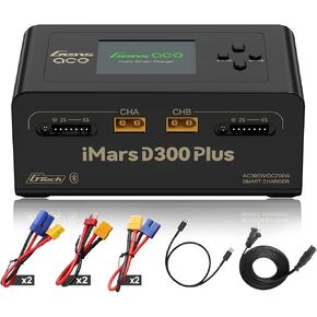 IMARS D300 Plus Gens Ace Lipo شاحن بطارية G-Tech Series Dual Lipo Balance Charger AC 300W DC 700W 16A شاحن ذكي لبطاريات ليبو 1s~6s، Life/NiCd/MH/LiHV، التوصيل والتشغيل (أسود) in Kuwait