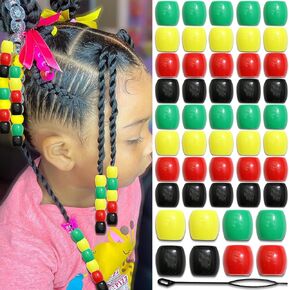 48 قطعة خرز الشعر Loc Dreadlock مجوهرات 4 ألوان أنبوب الشعر حبة للضفائر الاكريليك المهر حبة اكسسوارات للأطفال الفتيات in Kuwait
