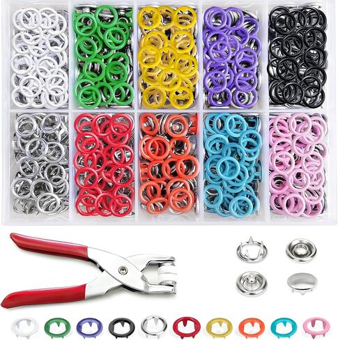 150 Sets Metal Snap Buttons with Pliers, 600 PCS Multicolor Mixing Hollow Sewing Snap Fasteners for DIY Crafting Clothing (9.5mm) in Saudi Arabia