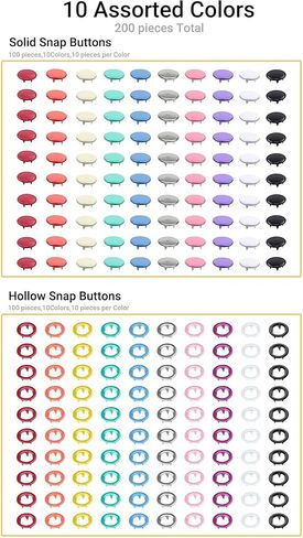 150 Sets Metal Snap Buttons with Pliers, 600 PCS Multicolor Mixing Hollow Sewing Snap Fasteners for DIY Crafting Clothing (9.5mm) in Saudi Arabia