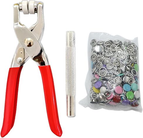 Snap Button Kit Sets, 100 Pair Colorful 5 Claw Buckle with 6 Inch Plier and Alloy Stick for Clothing Leather Crafting Sewing (1) in Kuwait