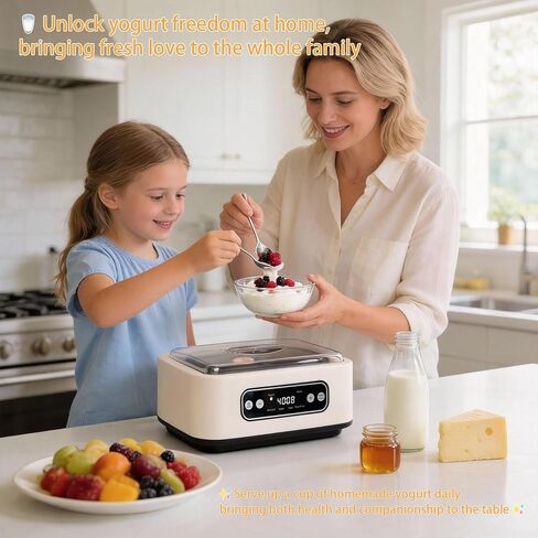 Yogurt Maker with, Real-Time Countdown, Temp & Timer Control (1-99h),Temp Control 21°C-48°C, 1.6L Stainless Steel Inner Pot + 9 Dishwasher-Safe Jars – Effortless Homemade Greek & Probiotic Yogurt in Saudi Arabia