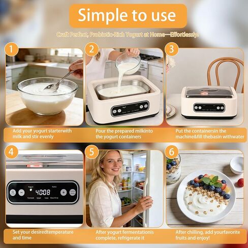 Yogurt Maker with, Real-Time Countdown, Temp & Timer Control (1-99h),Temp Control 21°C-48°C, 1.6L Stainless Steel Inner Pot + 9 Dishwasher-Safe Jars – Effortless Homemade Greek & Probiotic Yogurt in Saudi Arabia