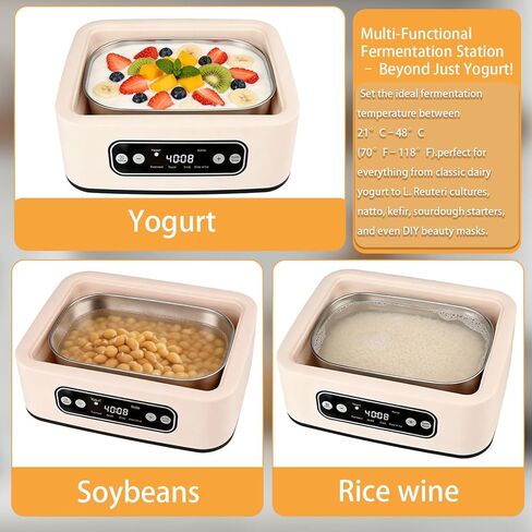 Yogurt Maker with, Real-Time Countdown, Temp & Timer Control (1-99h),Temp Control 21°C-48°C, 1.6L Stainless Steel Inner Pot + 9 Dishwasher-Safe Jars – Effortless Homemade Greek & Probiotic Yogurt in Saudi Arabia