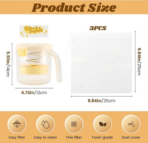 Greek Yogurt Strainer with Lid, Reusable Yogurt Filter with Ultra Fine Mesh to Makes small batches of Thick Creamy Greek or Coconut Yogur-t Cheese Soy Milk(COLOR:yellow) in Saudi Arabia
