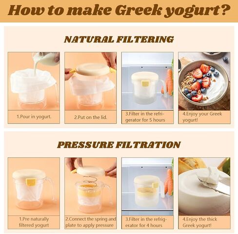 Greek Yogurt Strainer with Lid, Reusable Yogurt Filter with Ultra Fine Mesh to Makes small batches of Thick Creamy Greek or Coconut Yogur-t Cheese Soy Milk(COLOR:yellow) in Saudi Arabia