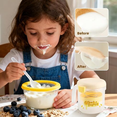 Greek Yogurt Strainer with Lid, Reusable Yogurt Filter with Ultra Fine Mesh to Makes small batches of Thick Creamy Greek or Coconut Yogur-t Cheese Soy Milk(COLOR:yellow) in Saudi Arabia