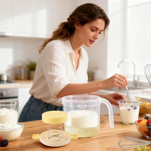 Greek Yogurt Strainer with Lid, Reusable Yogurt Filter with Ultra Fine Mesh to Makes small batches of Thick Creamy Greek or Coconut Yogur-t Cheese Soy Milk(COLOR:yellow) in Saudi Arabia