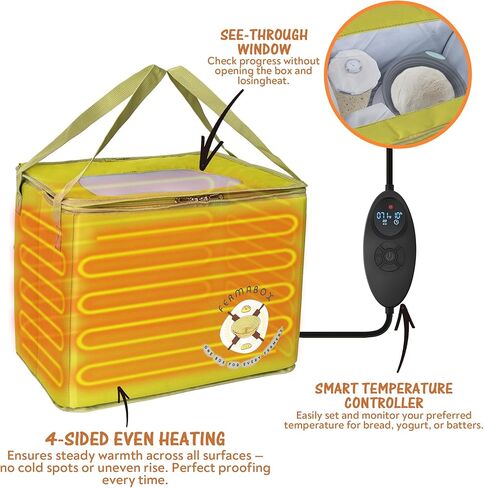 Foldable Fermentation & Proofing Box – 4-Sided Heating, Smart Temp & Timer Control (60–120°F, 1–24h) – Yogurt, Bread & Batter Maker with Accessories & Recipe Guide in Saudi Arabia