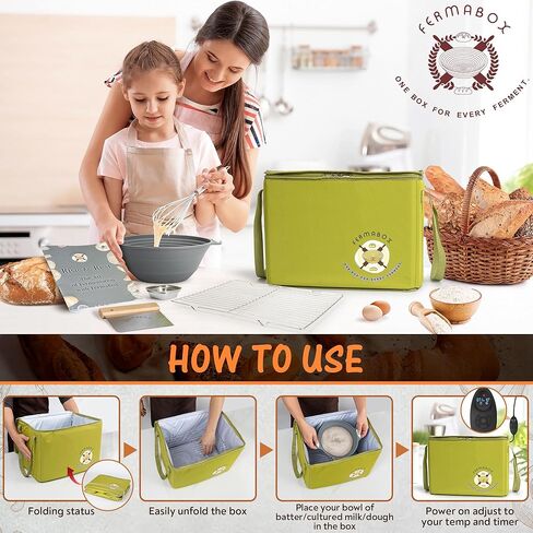 Foldable Fermentation & Proofing Box – 4-Sided Heating, Smart Temp & Timer Control (60–120°F, 1–24h) – Yogurt, Bread & Batter Maker with Accessories & Recipe Guide in Saudi Arabia