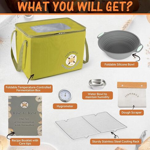 Foldable Fermentation & Proofing Box – 4-Sided Heating, Smart Temp & Timer Control (60–120°F, 1–24h) – Yogurt, Bread & Batter Maker with Accessories & Recipe Guide in Saudi Arabia