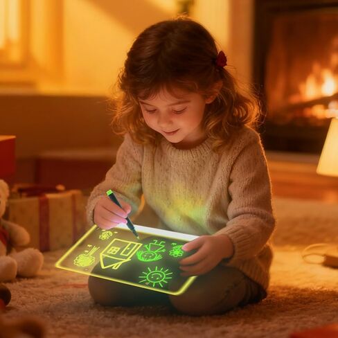ترقية لوحة الرسم LED، لوحة خربش مضيئة قابلة للغسل، لوحة ملاحظات أكريليك قابلة للمسح الجاف، لوحة ملاحظات LED مع الألوان، صفحات التتبع، مع حامل، علامات، زجاجة رذاذ، للأطفال والبنات والأولاد والمراهقين in Kuwait
