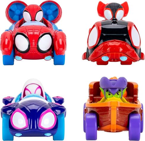 مجموعة من 4 قطع من Marvel Spidey and His Amazing Friends Amazing Metals - أربع مركبات شبكية مائية مصبوبة مقاس 3 بوصات مع شخصيات مدمجة in Kuwait