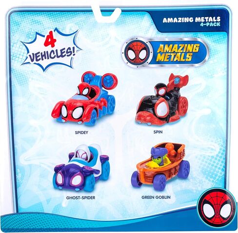 مجموعة من 4 قطع من Marvel Spidey and His Amazing Friends Amazing Metals - أربع مركبات شبكية مائية مصبوبة مقاس 3 بوصات مع شخصيات مدمجة in Kuwait