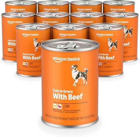 Amazon Basics Wet Dog Food Meaty Loaf Variety Pack, Filet Mignon Flavor and Chicken & Rice Dinner, Made with Real Chicken and Beef, 13.2 oz can, (6 cans of Each Flavor, 12 cans in Total) in Saudi Arabia