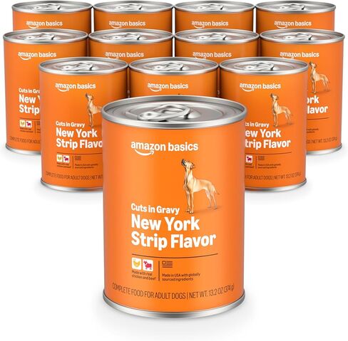Amazon Basics Wet Dog Food Meaty Loaf Variety Pack, Filet Mignon Flavor and Chicken & Rice Dinner, Made with Real Chicken and Beef, 13.2 oz can, (6 cans of Each Flavor, 12 cans in Total) in Saudi Arabia