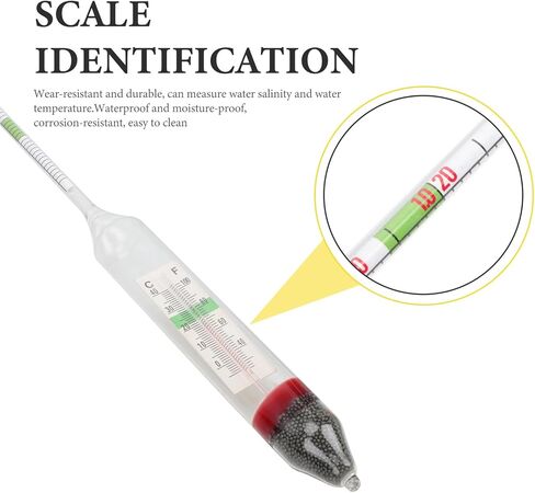 High Precision Aquarium Salinity Hydrometer and Temperature Meter Set, Glass Densitometer for Saltwater Fish Tank, Large and Small Size for Aquaculture Water Testing in Saudi Arabia