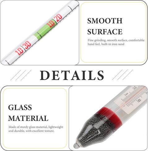 High Precision Aquarium Salinity Hydrometer and Temperature Meter Set, Glass Densitometer for Saltwater Fish Tank, Large and Small Size for Aquaculture Water Testing in Saudi Arabia