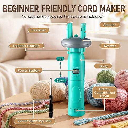 Gulfmew Portable Cord Maker & Fringe Twister, Handheld Yarn Crafting Tool for DIY Macrame & Knotting, Lightweight & Beginner-Friendly, Twisting Tassels in Seconds for Scarves(Green) in Saudi Arabia