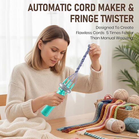 Gulfmew Portable Cord Maker & Fringe Twister, Handheld Yarn Crafting Tool for DIY Macrame & Knotting, Lightweight & Beginner-Friendly, Twisting Tassels in Seconds for Scarves(Green) in Saudi Arabia