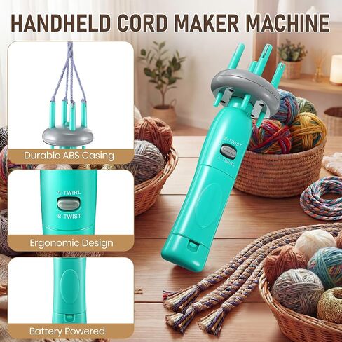 Gulfmew Portable Cord Maker & Fringe Twister, Handheld Yarn Crafting Tool for DIY Macrame & Knotting, Lightweight & Beginner-Friendly, Twisting Tassels in Seconds for Scarves(Green) in Saudi Arabia
