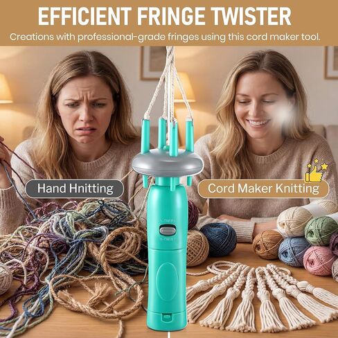 Gulfmew Portable Cord Maker & Fringe Twister, Handheld Yarn Crafting Tool for DIY Macrame & Knotting, Lightweight & Beginner-Friendly, Twisting Tassels in Seconds for Scarves(Green) in Saudi Arabia