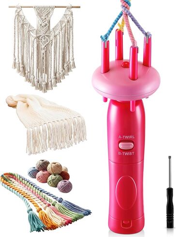 Gulfmew Portable Cord Maker & Fringe Twister, Handheld Yarn Crafting Tool for DIY Macrame & Knotting, Lightweight & Beginner-Friendly, Twisting Tassels in Seconds for Scarves(Pink) in Saudi Arabia